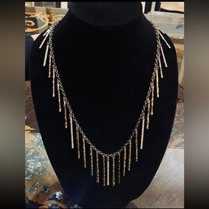 Alfani Dangling Fringe Goldtone and Cubic Zirconia Necklace